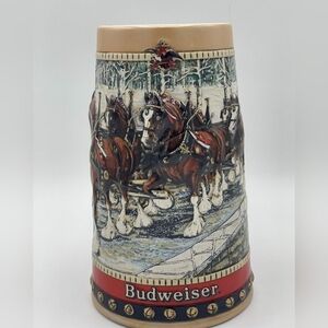 Budweiser Holiday Horses Beer Stein "Winter Bridge" Collector's Series 1988